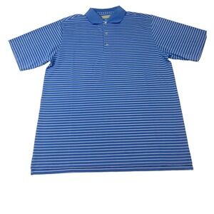 Donald Ross Blue And white‎ stripe polo Size Medium 100% Polyester Golfing